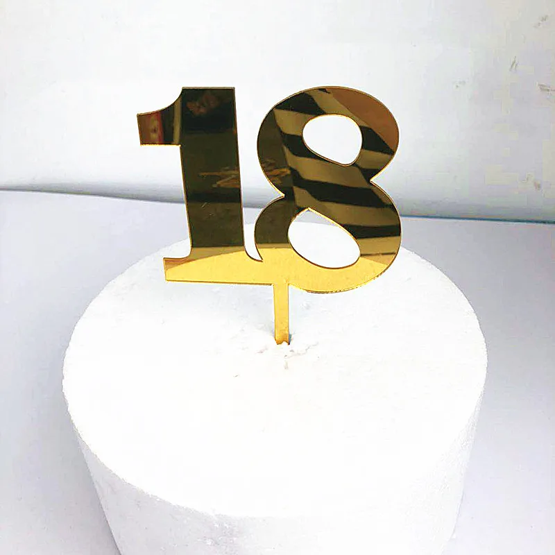 Золото 18 К топпер для торта С Днем Рождения Акриловые золото 18th торт фигурки