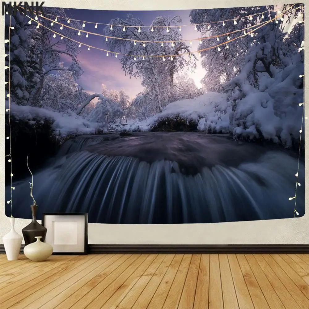 

NKNK Природный гобелен река 3D печать деревьев домашний гобелен Пейзаж Настенный Гобелен Мандала Премиум полиэстер Мода