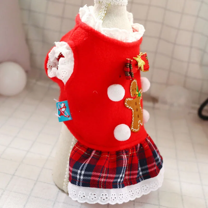 Модная одежда для домашних животных пальто собаки рождественское кружевное