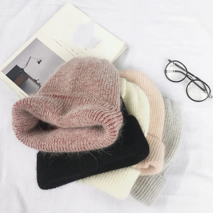Осень-зима кроличьим мехом Зимние головные уборы Skullies шапки модные теплые шапки бини шапки Шапки Повседневное Для женщин Твердые взрослых кролик крышки головки