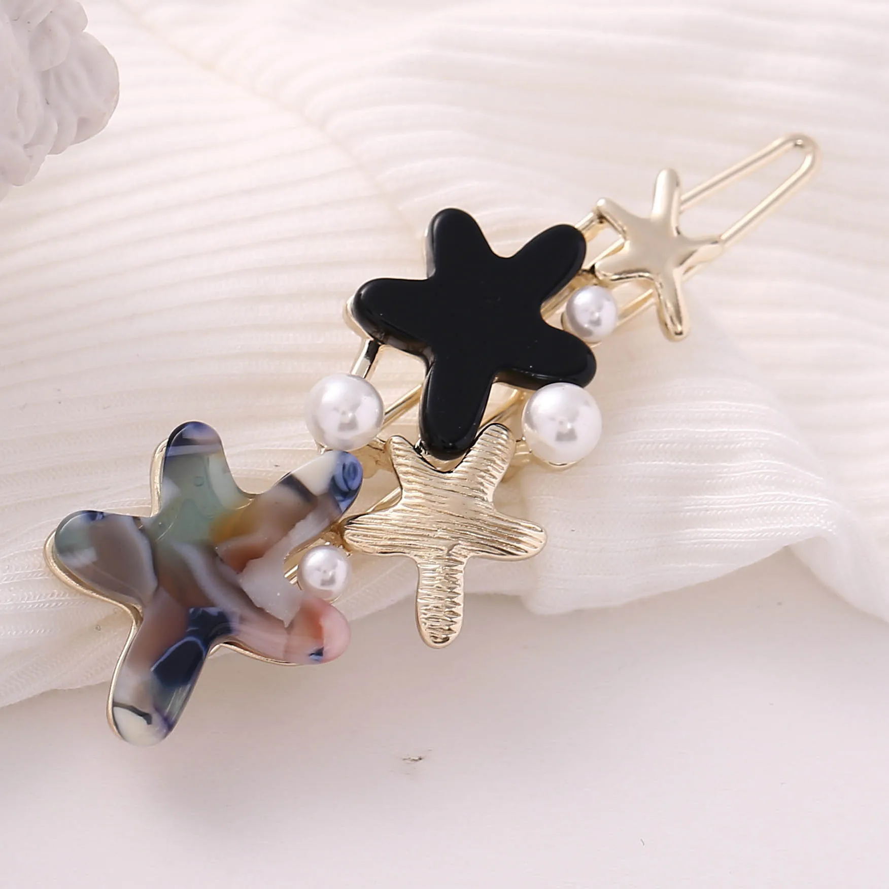 

Classic Starfish Acetate Hair Clip For Women Fashion Brand Patchwork Hairpins Barrettes Pearl Hair Accessories Girls Headwear