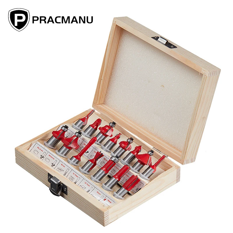 Фрезы для деревообработки PRACMANU твердосплавные насадки с хвостовиком 1/4 дюйма (8