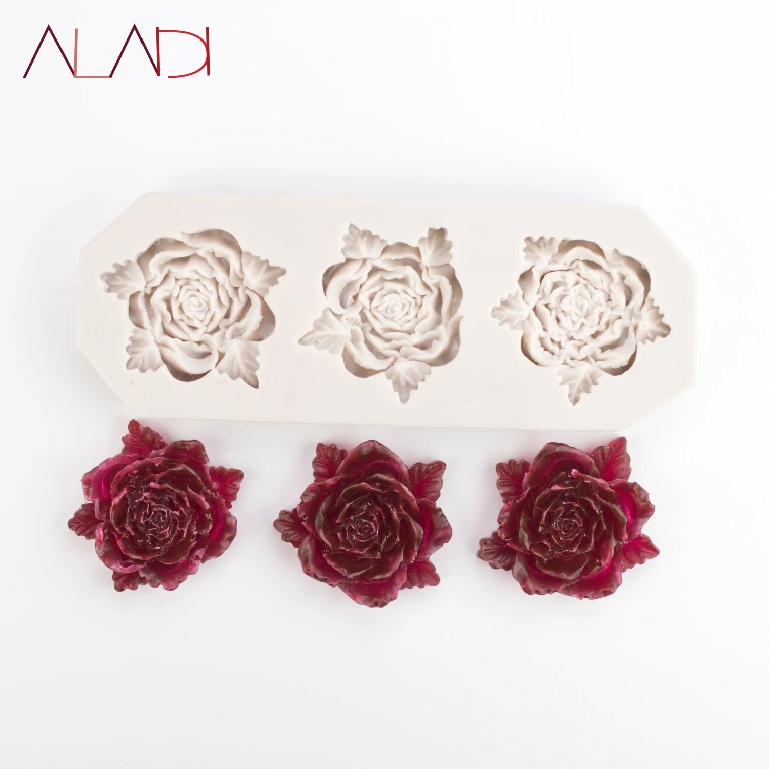 

Free Shipping 3 Beautiful Roses Flower Chocolate Wedding DIY Fondant Baking Cooking Cake Decorating Tools Silicone Mold AD012