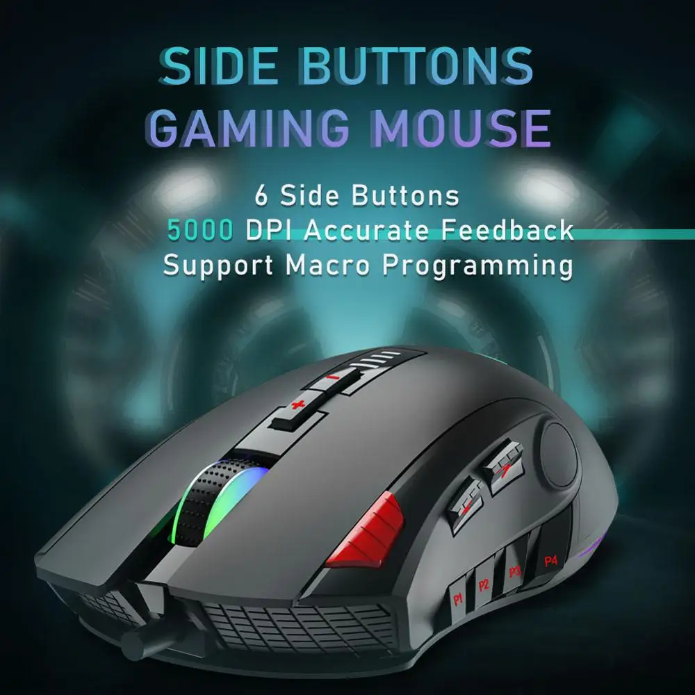 aula h512 rgb backlight gaming mouse 12 buttons programming 5000 dpi optical usb wired mouse with fire keys for laptop desktop free global shipping
