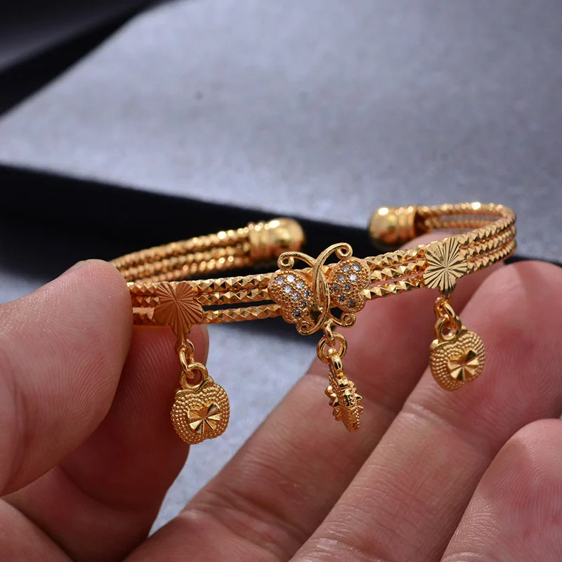 4 шт./лот золотой цвет браслет для девочек/малышей/детей Бабочка сердце