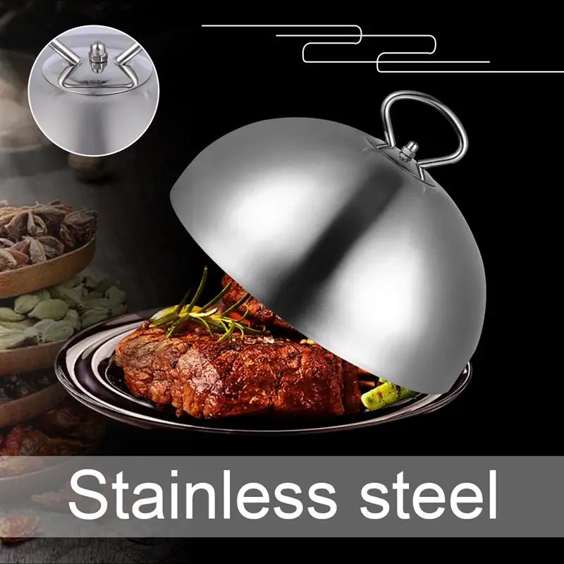 1Pc 20/24/26/28cm Stainless Steel Steak Cover Teppanyaki Dome Dish Lid Anti Oil Splashing Food Cooking Tool for Home | Дом и сад