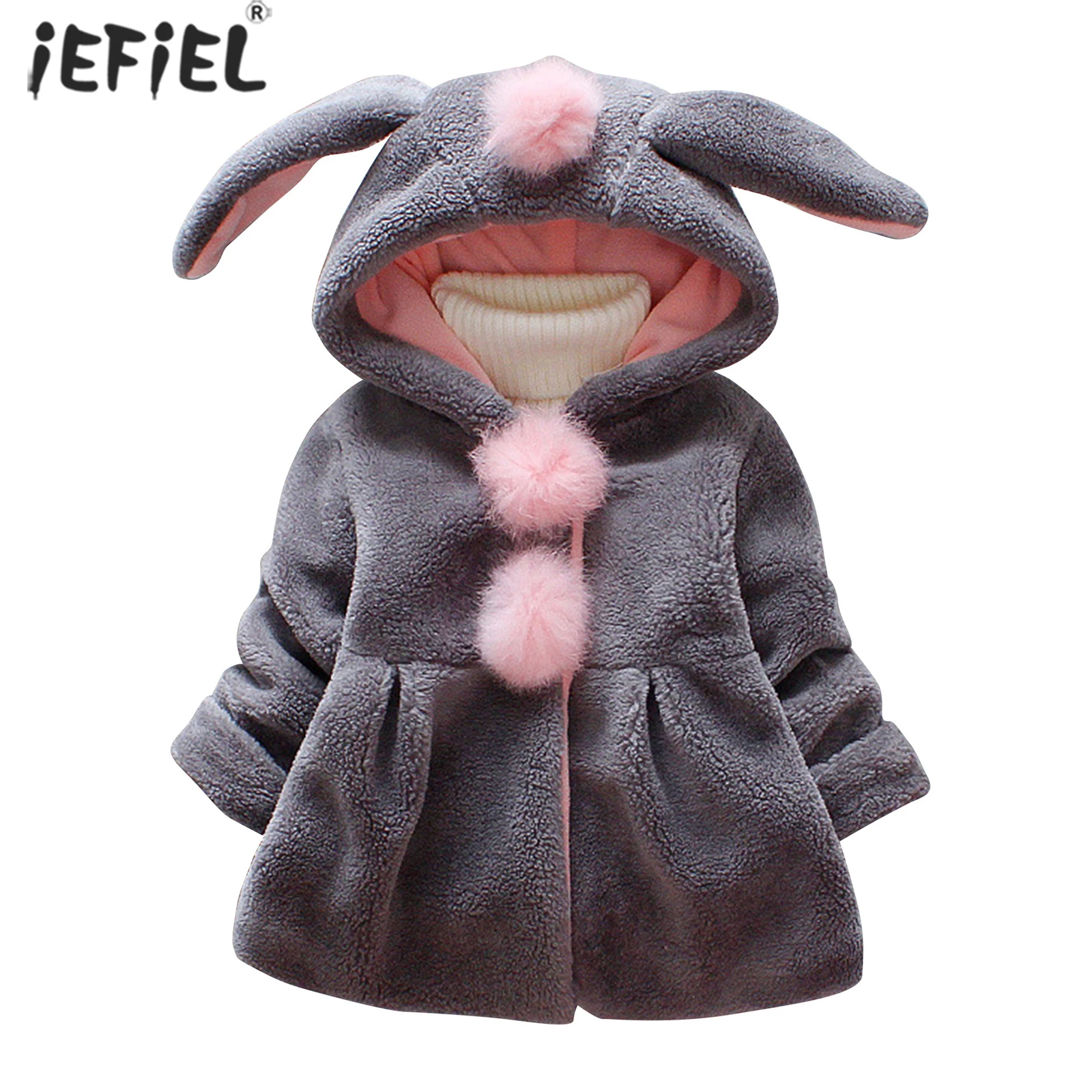 

Детское зимнее флисовое пальто с капюшоном и длинным рукавом