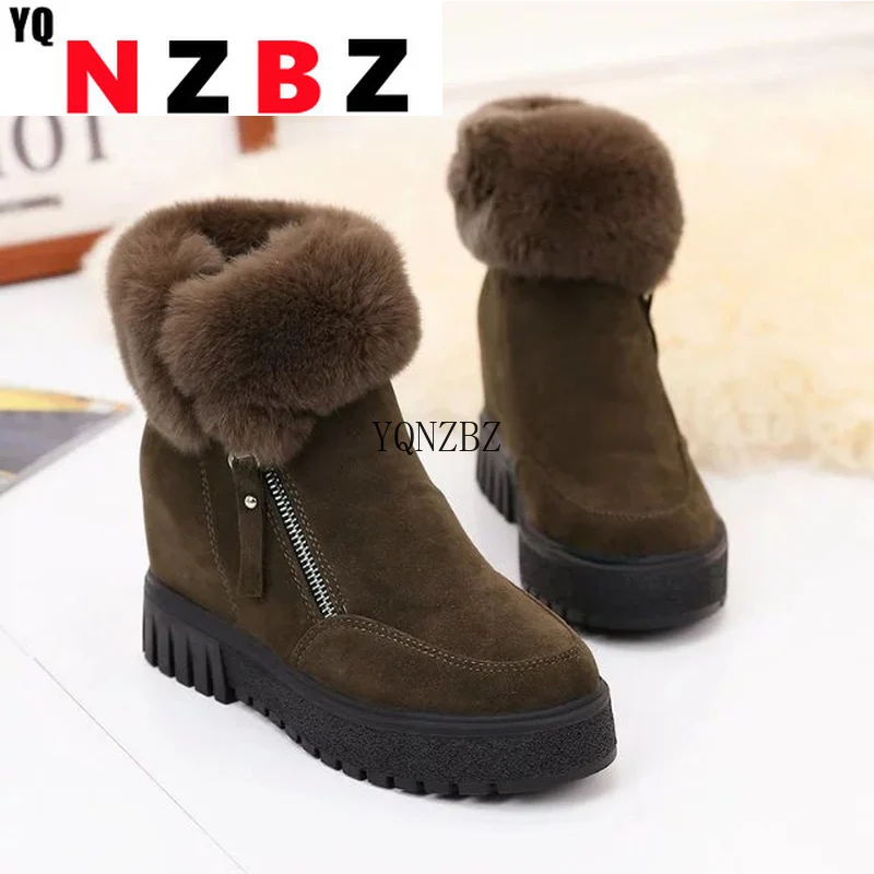 

New Winter Women Casual Shoes Woman's Snow Boots Ankle Boots Outdoor Keep Warm Fur Waterproof Thick Heel Round Head Female Shoes