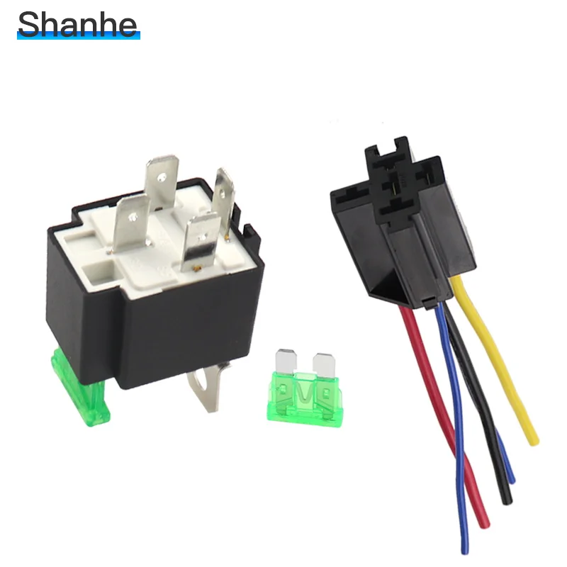 30A DC12V Предварительно проводной 4 Pin релейное монтажное основание Авто релейное гнездо держатель с 2pcs 30A Средний предохранитель