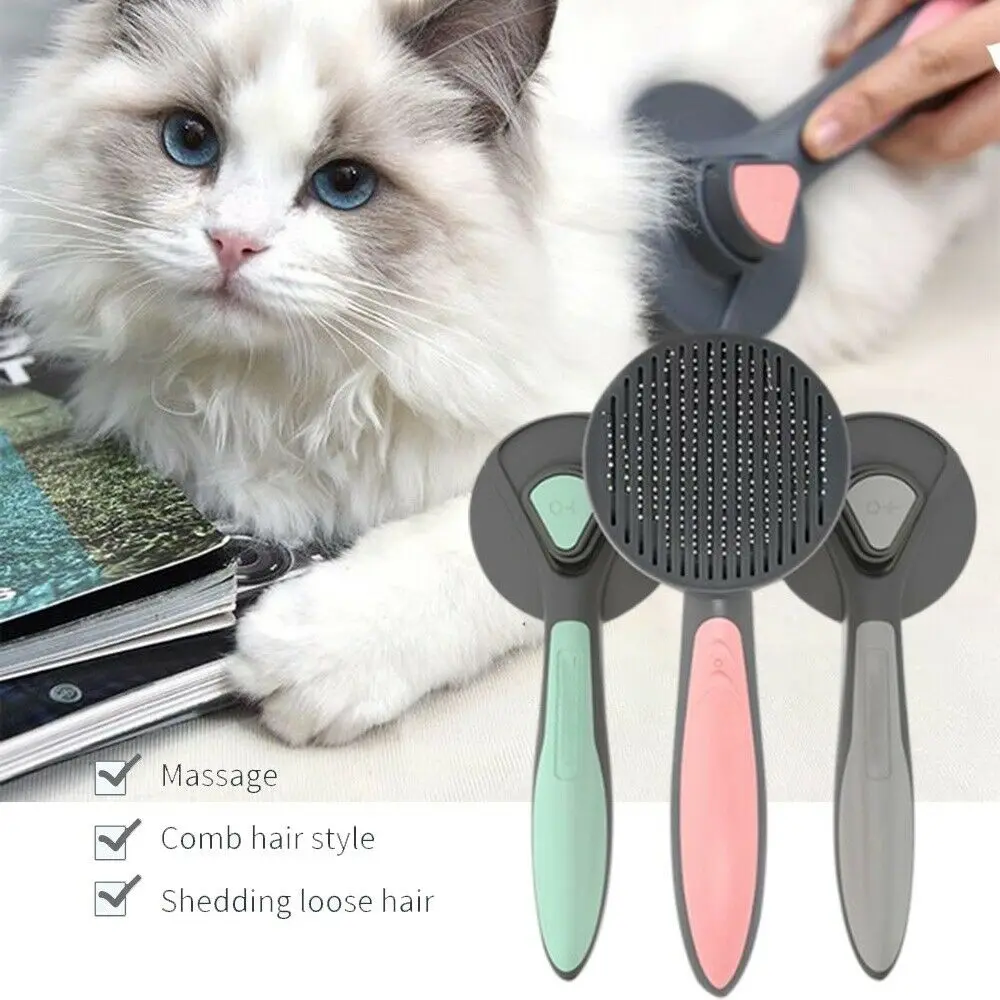

Cat Dog Grooming Brush Kitten Slicker Brush Pet Self Cleaning Shedding Brush Massage Combs for Cats Dogs Self Cleaning Comb