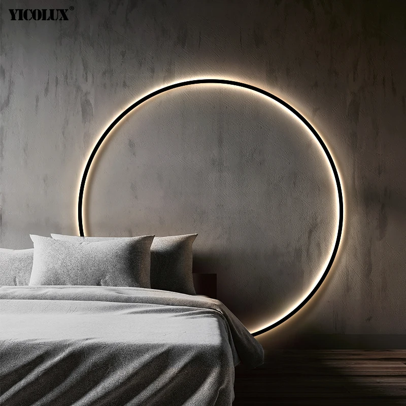 

Simple Circle Background Decoration Lamps New Modern LED Wall Lights Living Room Bedroom Bedside Aisle Corridor Indoor Lighting