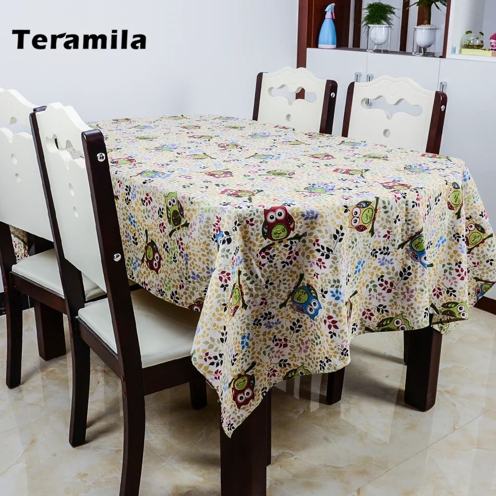 Teramila Пылезащитная скатерть из хлопка и льна с рисунком совы | Дом сад