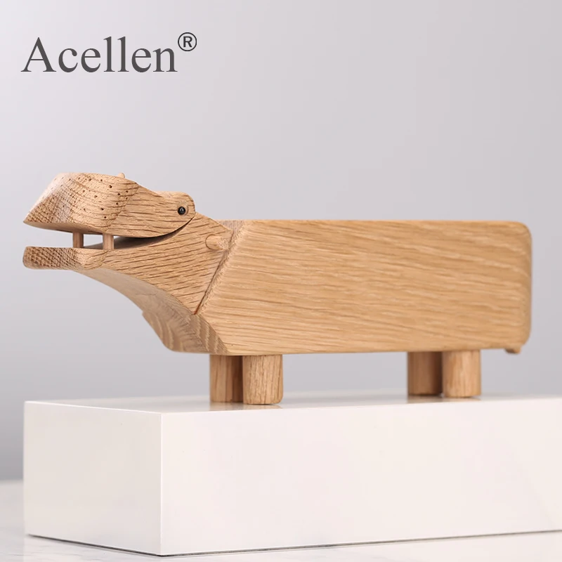 Деревянные миниатюрные фигурки в виде бегемота украшения для офисной комнаты