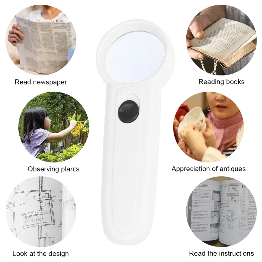 

Ручная Лупа 15X с светодиодный для чтения для пожилых, лупа для чтения газет, ювелирные изделия, антиквариат