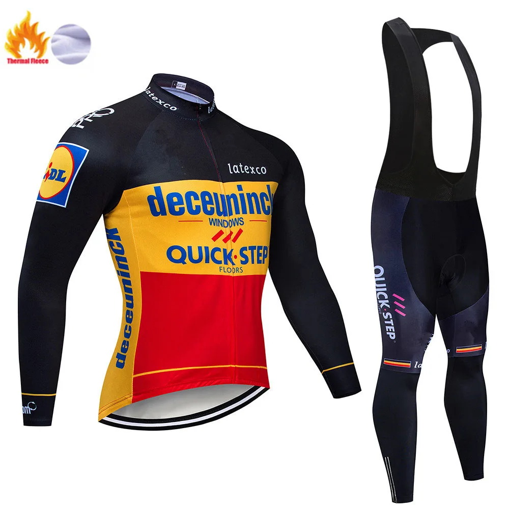 Cycling suit Командный быстрый шаг Велоспорт Джерси 19D нагрудник набор бельгийский велосипед одежда мужская зимняя теплая флисовая велосипедная Одежда для велоспорта - Цвет: Cycling suit