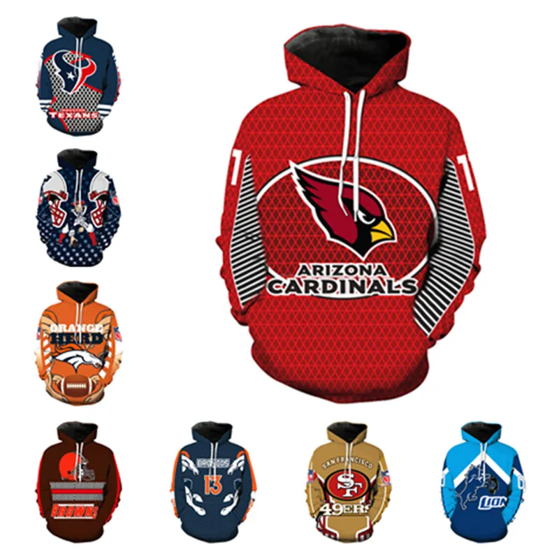 Толстовки с капюшоном для американского футбола и 3D принтом Спортивная мужская