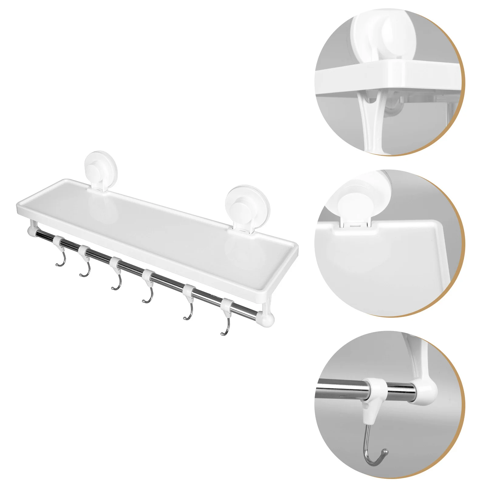 

1Pc Plastic Bathroom Storage Holder Washroom Wall Organizing Rack with Hooks