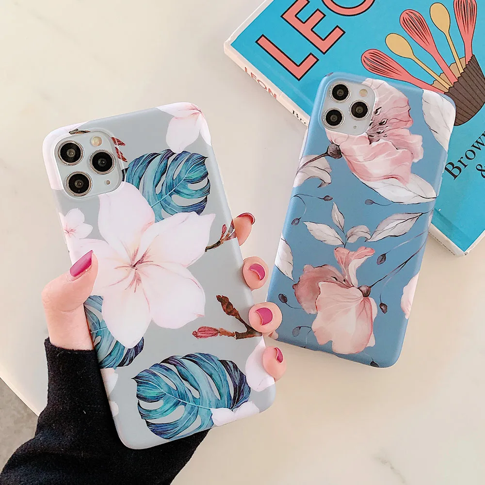 Чехлы с художественными цветами для iPhone 12 mini XR XS Max 11 Pro X 7 8 Plus Мягкий защитный