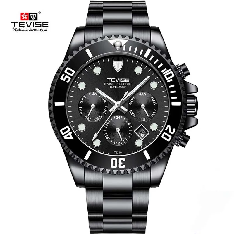 TEVISE функциональные часы из нержавеющей стали повседневные мужские