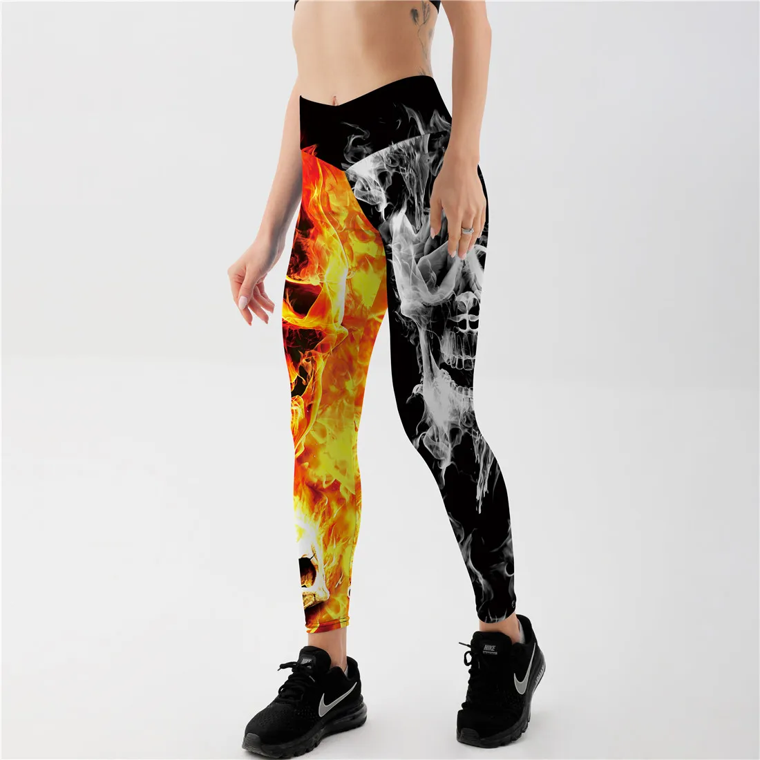 

2018 New Summer Women Pants Leggings Firing Skull Skeleton Personality Print Trendy Street Wear Social Clothes