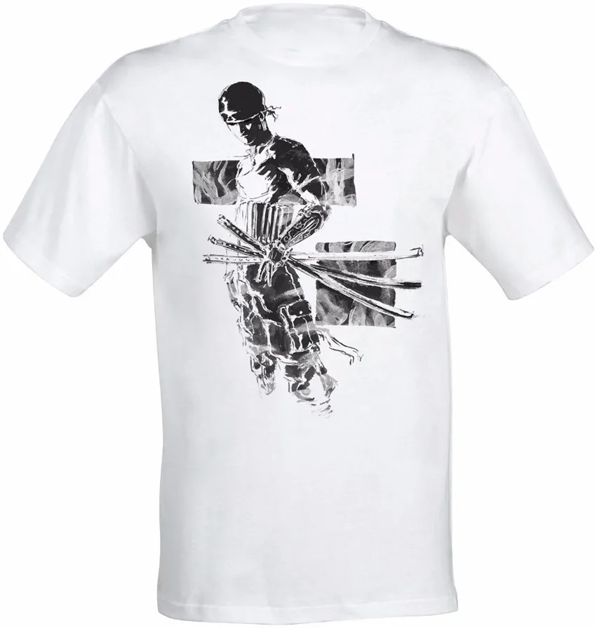 2019 модная мужская 100% Хлопковая и женская футболка Roronoa Зоро серая цельная Аниме