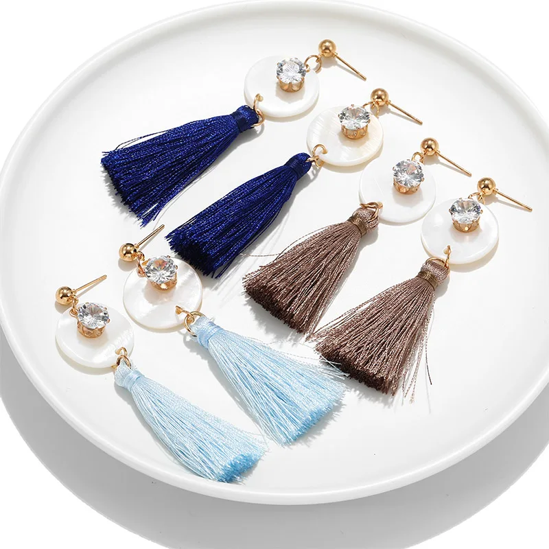 Новинка 2019 богемные Шарм ракушка серьги с кристаллами массивные Висячие висячие