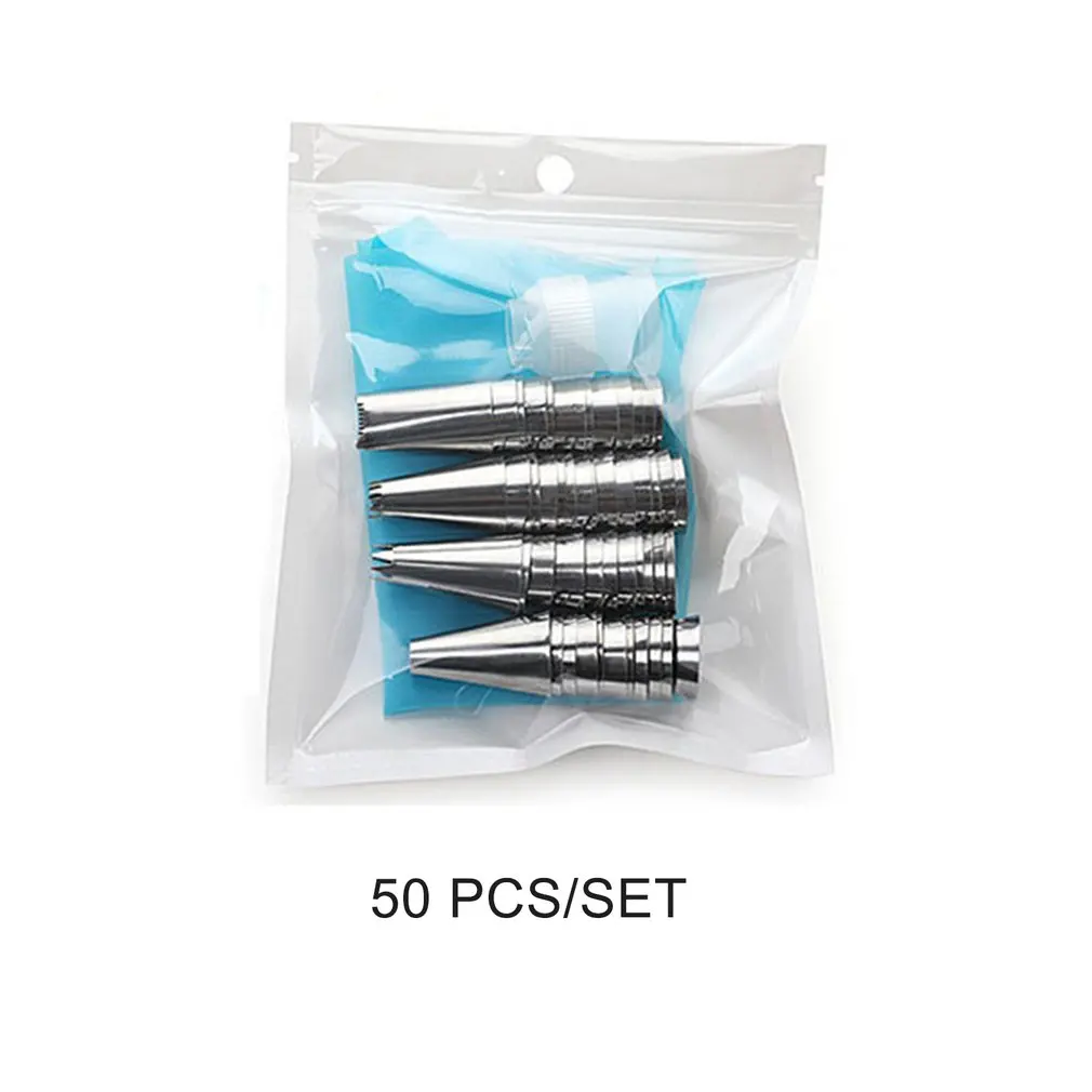 

50pcs Silk Flower Tool Fondant Baking Pastry Bag Nozzle Set Stainless Steel Icing Cream Tips Reusable DIY Cake Decoration