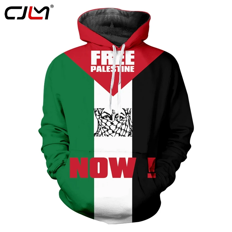 

CJLM Men's Sweatshirt Hoodie Free Palestine Now Streetwear Free Slogan Pullover Hoodie Winter Autumn Red Hoodie National Flag