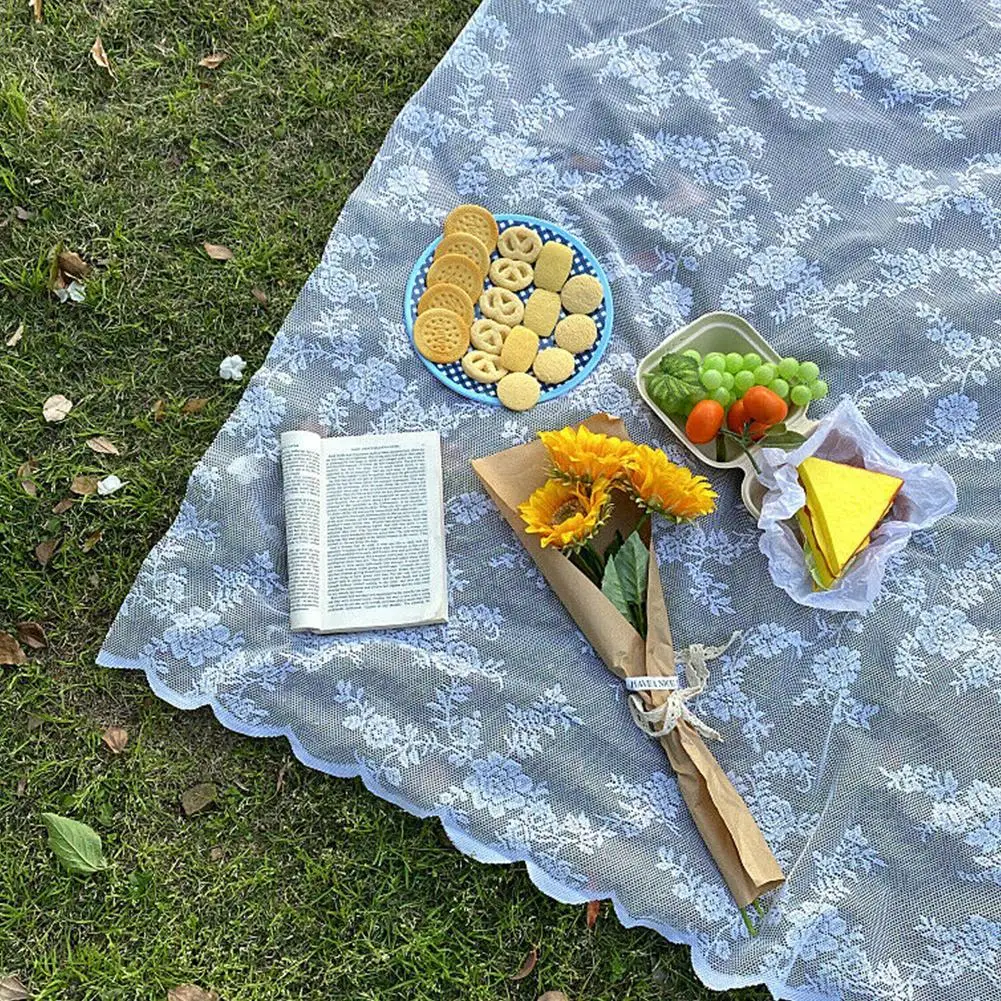 

Lace Picnic Cloth Spring Outing Lawn Mat Picnic Outdoor Mat Table Cloth Pastoral Wind Mesh Camping Mat