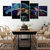 5 pieces anime character poster printing waterproof ink painting modern home living room bedroom decoration canvas painting