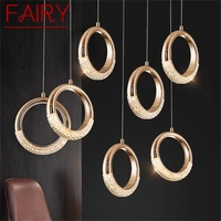 fairy pendant light modern led creative lamp fixtures round ring decorative for home dining room