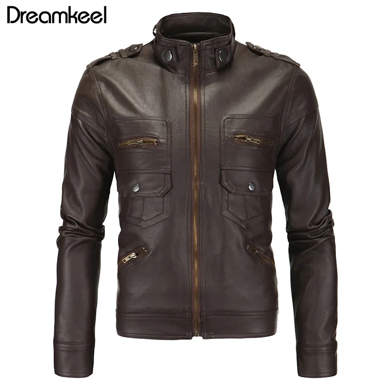 Мужская байкерская куртка из искусственной кожи в стиле панк мотоциклетная