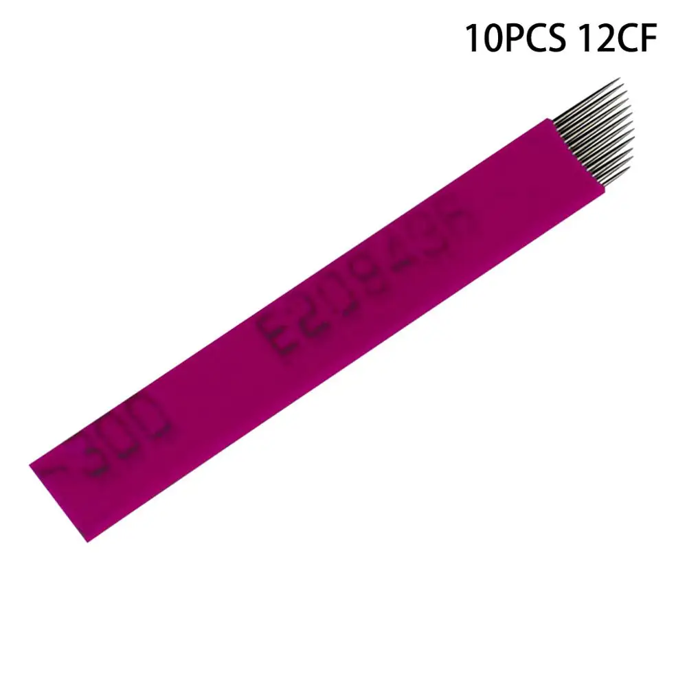 12CF 18U 0,18 мм булавка 10 шт. микро постоянный макияж бровей игла для нанесения татуировки микроблейдинг иглы для 3D вышивка ручная Татуировка ручка - Габаритные размеры: 12CF