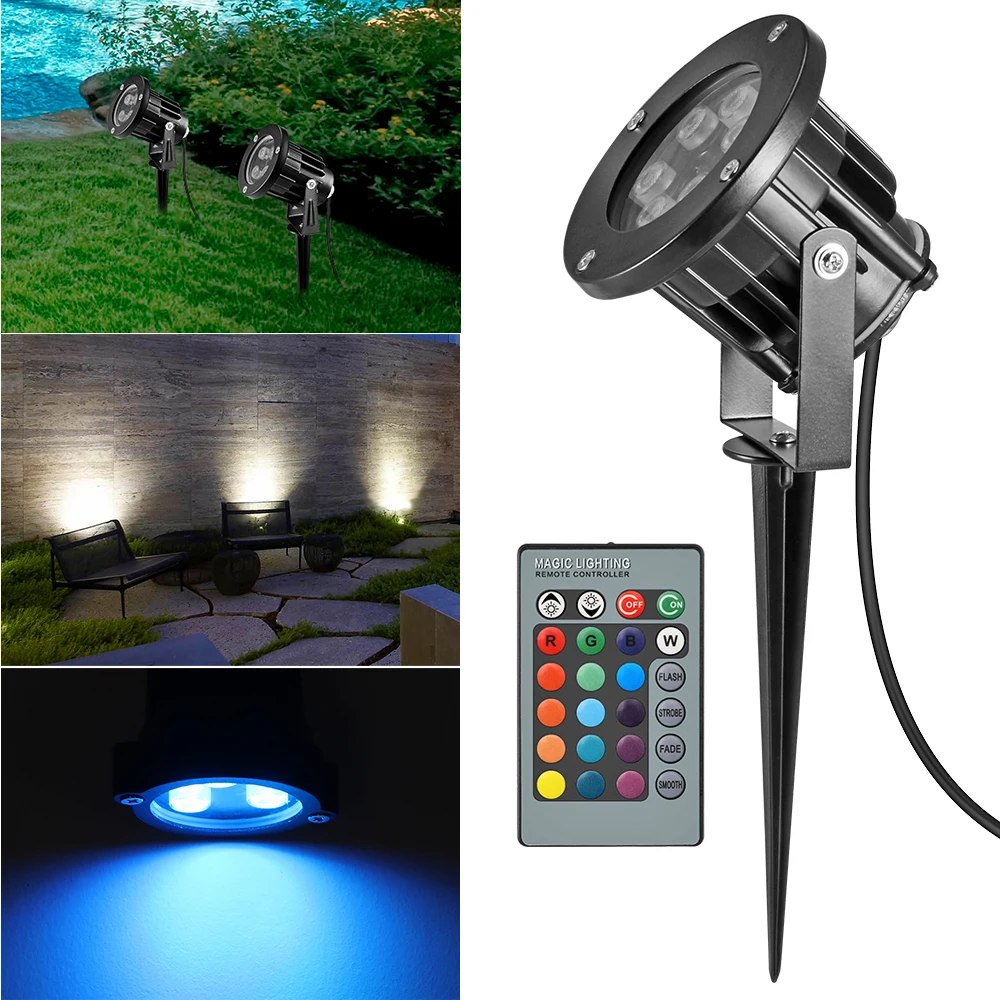 Водонепроницаемый 6/8/12 Вт RGB LED лужайка сад прожектор ярд светильник для дорожки