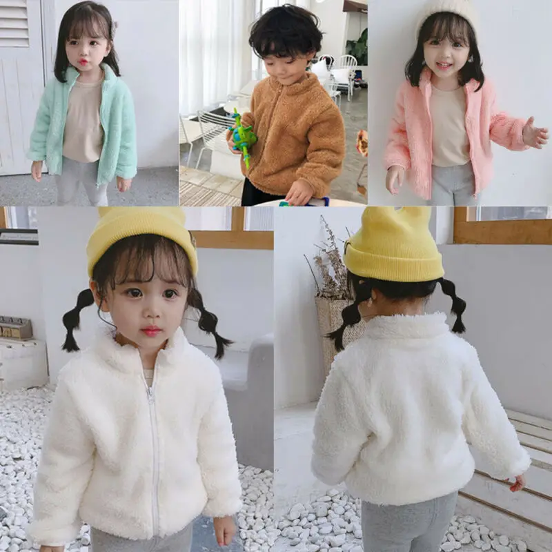 Детское плюшевое пальто на молнии теплая флисовая Праздничная куртка для