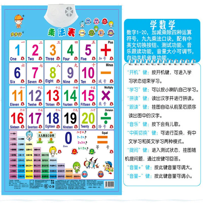 

Chinese and English Early Childhood Education Audio Wall Chart Enlightenment Voice Wall Painting Educational Toy Teaching Aids