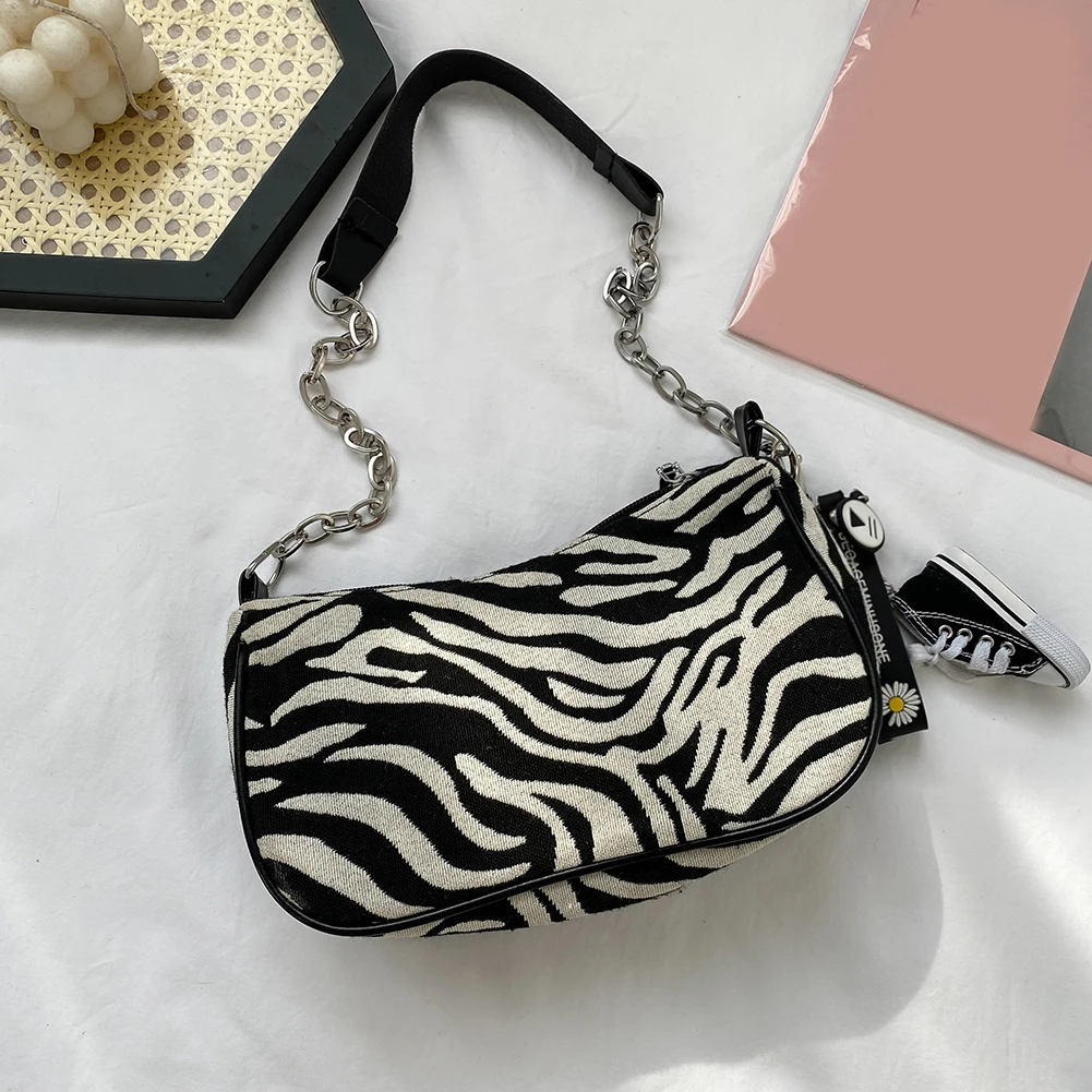

Retro Shoulder Bag Trendy Fashion Cloth Handbag Female Zebra Pattern Subaxillary Bags Casual Travel Totes for Women