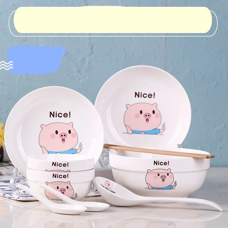Набор посуды для 2 человек посуда бытовая миска риса простая Милая мультяшная