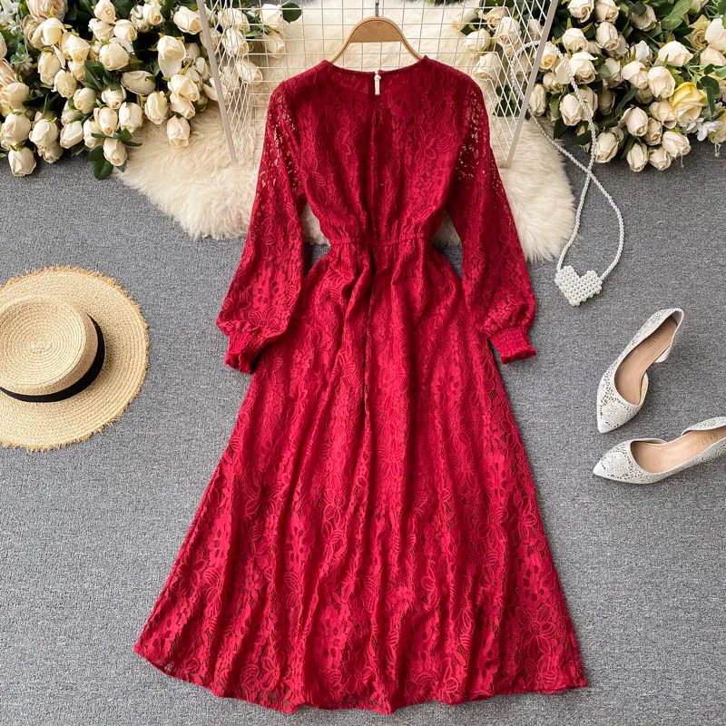 

Платье женское весеннее Плиссированное, с круглым вырезом и пышными рукавами, D0131, 2021