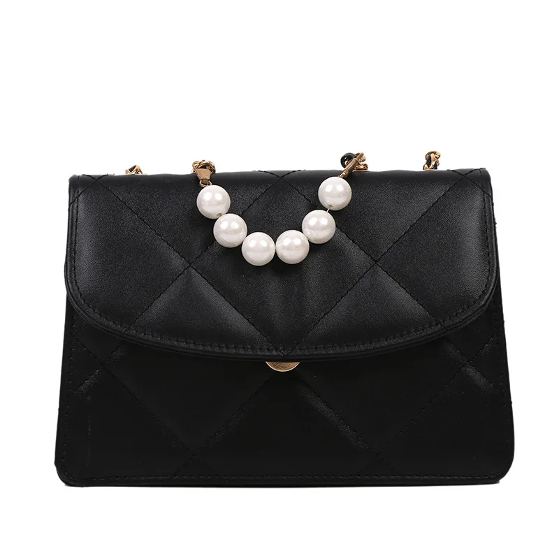 

Women's Bag Pearl Chain Square Pouch 2021 Crossbody Messenger Shoulder Bag Female Fashion Diamond Quilted Bags For Women