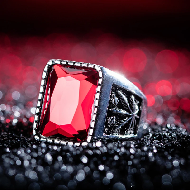 Панк Титан Сталь кольцо для Для мужчин ювелирные изделия черный камень печатка