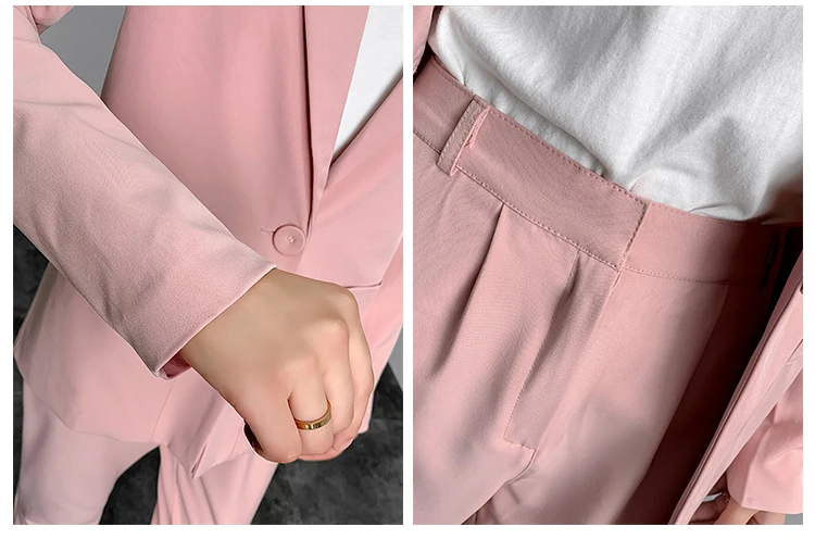 Женский костюм из двух предметов розовый с брюками Женская мода на весну и осень