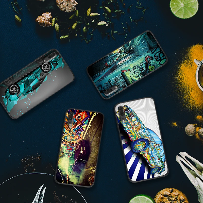 Чехлы для samsung A70 50 40 30 20 10 60 6 Plus мультяшный автомобиль Граффити Арт A7 A8 A9Soft Телефон