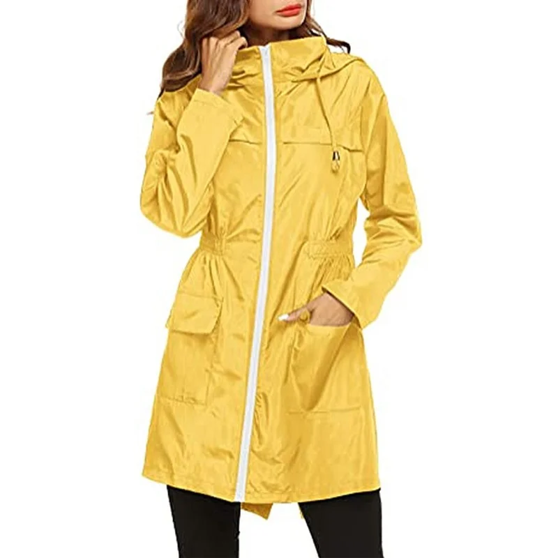 

Women Jackets Rain Waterproof With Removable Hood Outdoor Walking Hiking Coat Jacket Female Casual Outwear Overcoat Windbreaker
