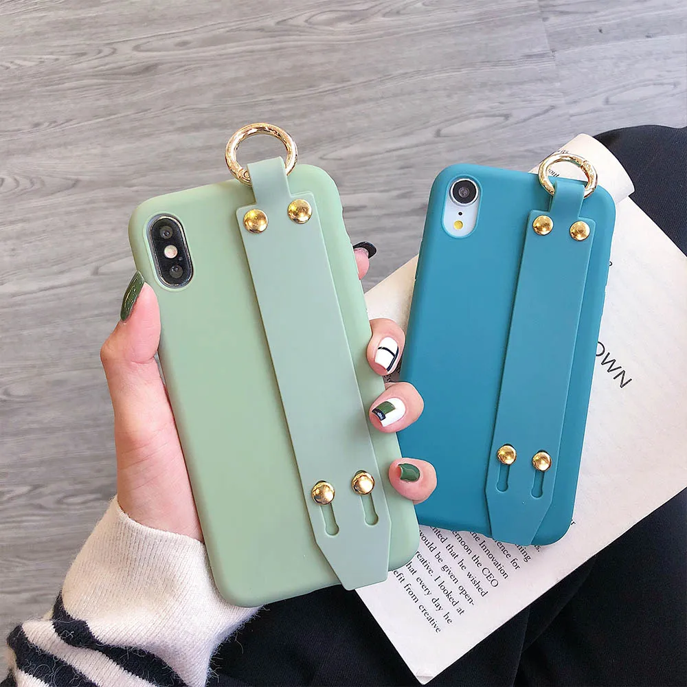Силиконовый мягкий ремешок на запястье держатель для телефона чехол iPhone11 XR XS Max TPU