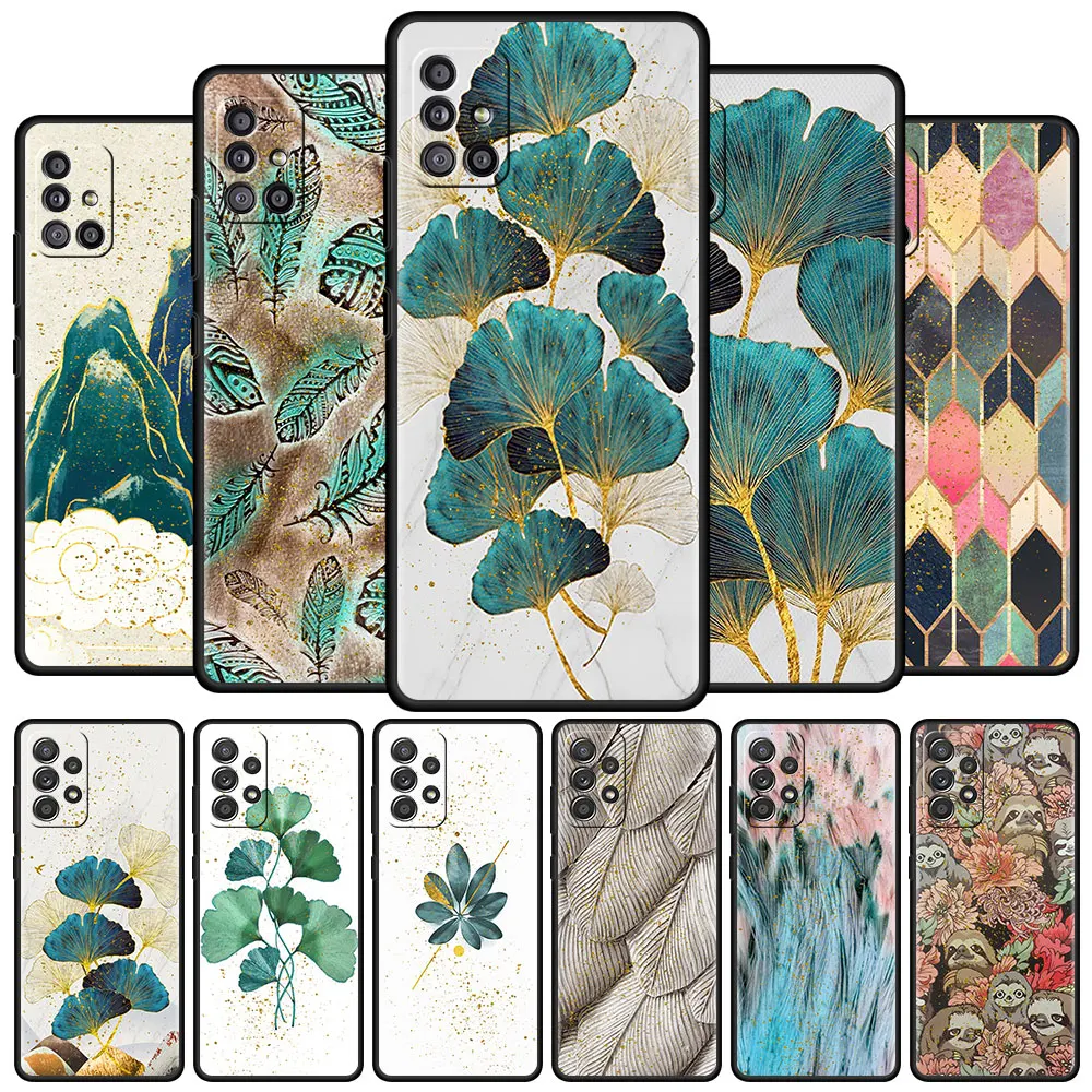 

Ginkgo Leaf Gold Foil Art For Samsung A51 A12 A21s Phone Case for Galaxy A71 A52 A31 A32 A02s A72 A11 A41 A22 A01 Tpu Soft Cover