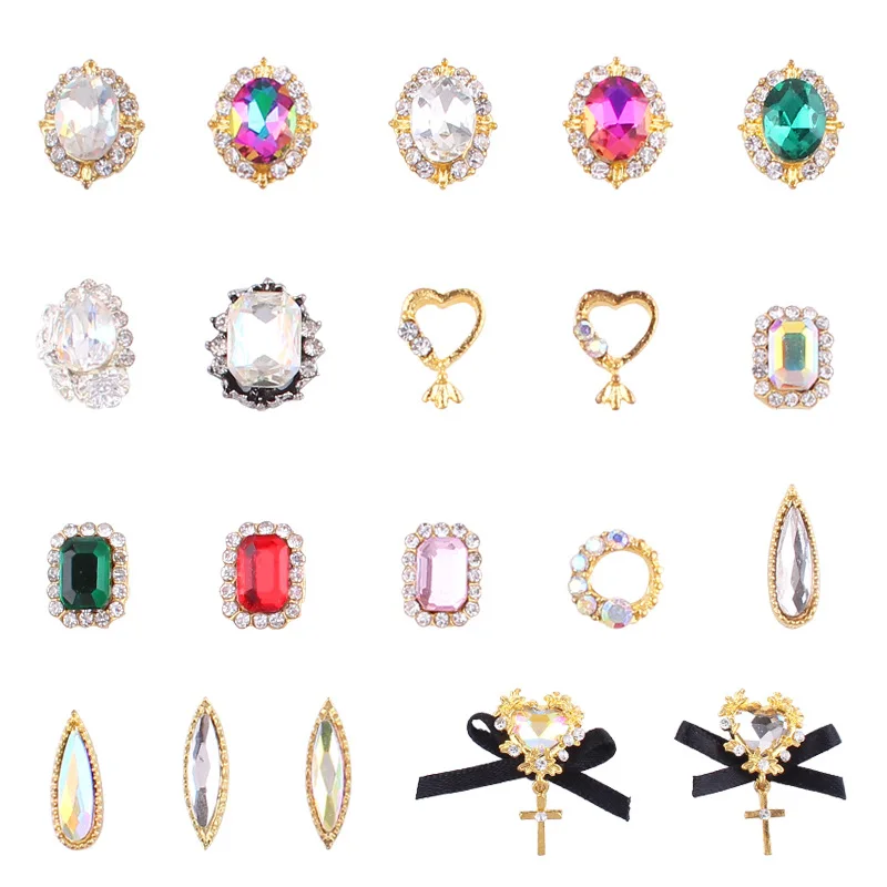 

CHNRMJL 100Pcs/Pack 3D Alloy Zircon Crystal Nail Rhinestones Strass Gemstone DIY UV Gel Nails Jewelry Accessories Decorations