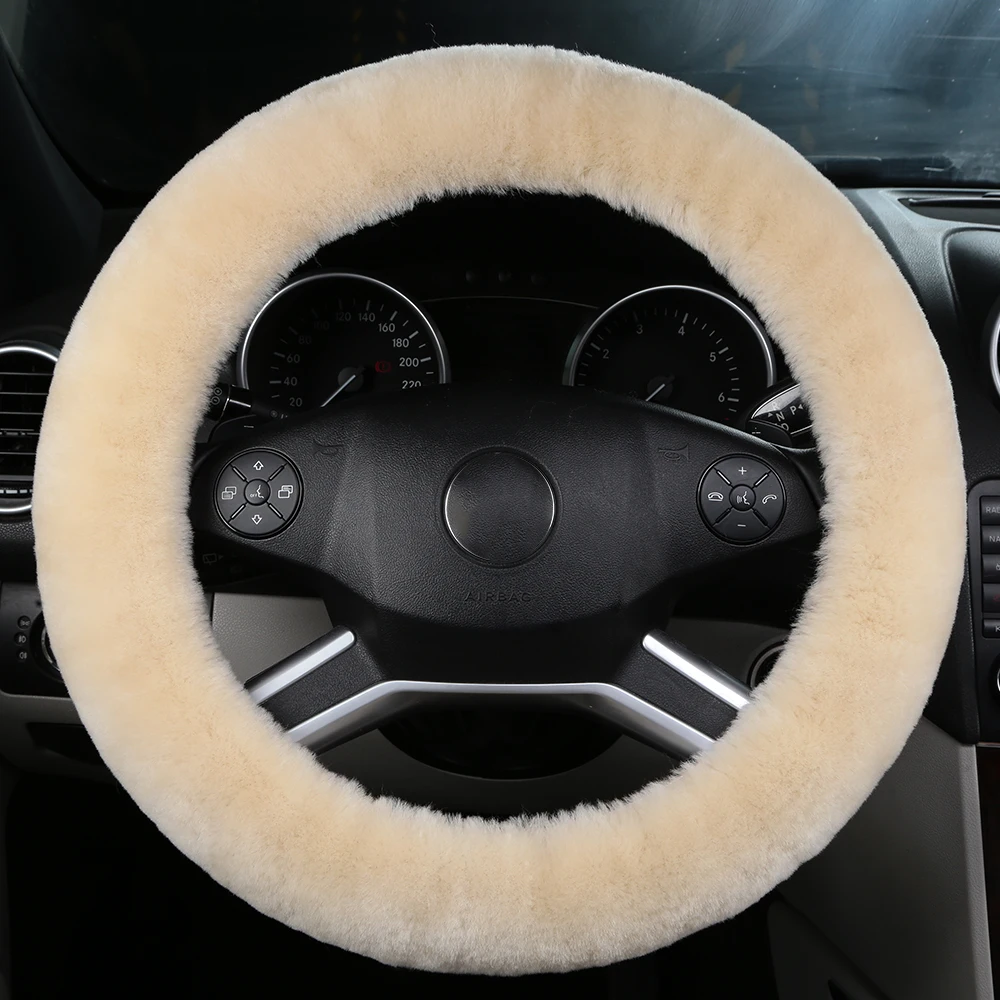 Pearl Color Натуральный мех овчина стильные чехлы рулевого колеса автомобиля для автомобиля рулевое колесо женщина мужчина австралийская шерсть автозапчасти кожа - Название цвета: Pearl Color
