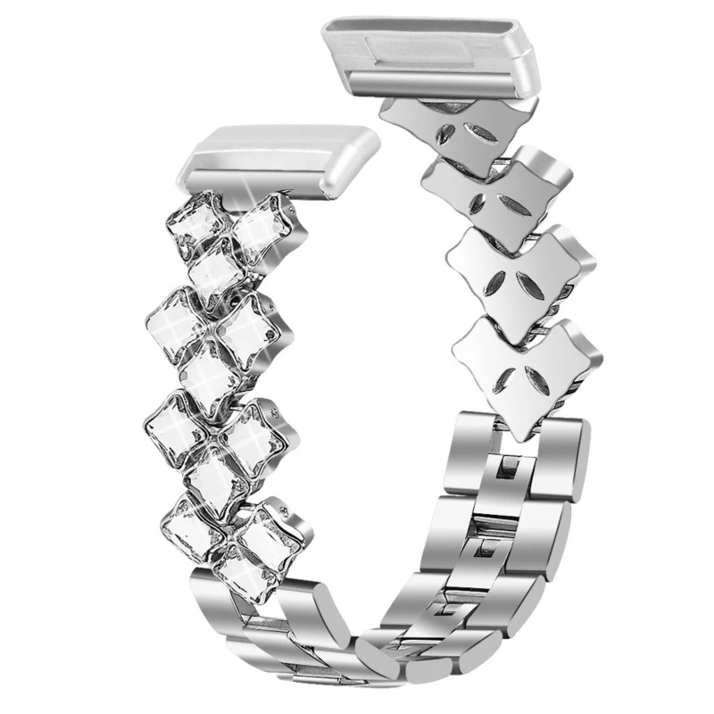 

Replacement Metal Rainstone Wristband Watch Band Strap for -Fitbit Versa 3 Sense 090F