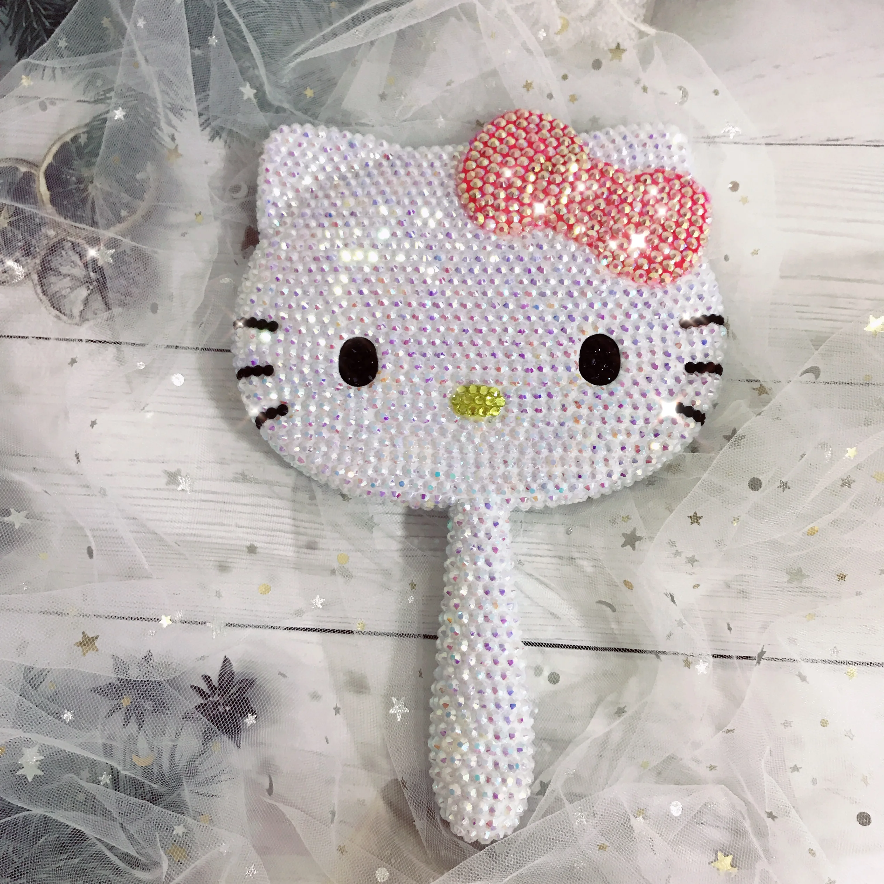Алмазное зеркало Helloo Kitty ручное украшение для автомобиля кавайное макияжа